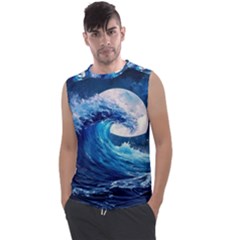 Tsunami Waves Ocean Sea Nautical Nature Water Moon Men s Regular Tank Top