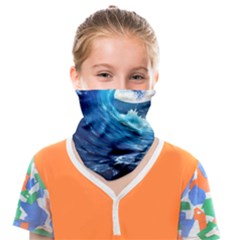 Tsunami Waves Ocean Sea Nautical Nature Water Moon Face Covering Bandana (kids) by Jancukart