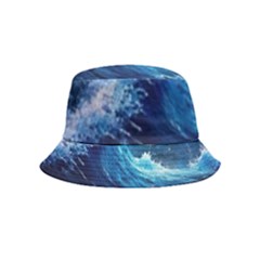 Tsunami Waves Ocean Sea Nautical Nature Water Moon Inside Out Bucket Hat (kids) by Jancukart