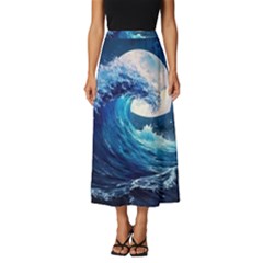 Tsunami Waves Ocean Sea Nautical Nature Water Moon Classic Midi Chiffon Skirt