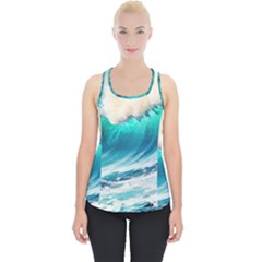 Tsunami Waves Ocean Sea Nautical Nature Water Art Ai Generated Piece Up Tank Top