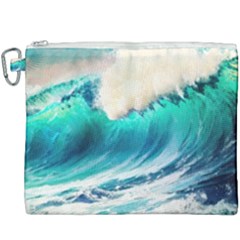 Tsunami Waves Ocean Sea Nautical Nature Water Art Ai Generated Canvas Cosmetic Bag (xxxl) by Jancukart