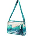 Tsunami Waves Ocean Sea Nautical Nature Water Art Ai Generated Front Pocket Crossbody Bag View1