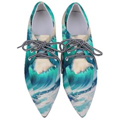 Tsunami Waves Ocean Sea Nautical Nature Water Art Ai Generated Pointed Oxford Shoes by Jancukart