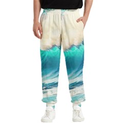 Tsunami Waves Ocean Sea Nautical Nature Water Art Ai Generated Men s Elastic Waist Pants by Jancukart