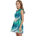 Tsunami Waves Ocean Sea Nautical Nature Water Art Ai Generated Kids  One Shoulder Party Dress View3