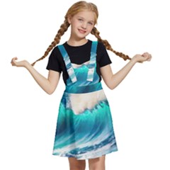 Tsunami Waves Ocean Sea Nautical Nature Water Art Ai Generated Kids  Apron Dress by Jancukart