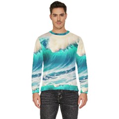 Tsunami Waves Ocean Sea Nautical Nature Water Art Ai Generated Men s Fleece Sweatshirt by Jancukart