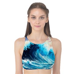 Tsunami Waves Ocean Sea Nautical Nature Water Arts Tank Bikini Top by Jancukart