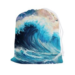 Tsunami Waves Ocean Sea Nautical Nature Water Arts Drawstring Pouch (2xl)