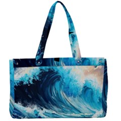 Tsunami Waves Ocean Sea Nautical Nature Water Arts Canvas Work Bag by Jancukart