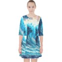 Tsunami Waves Ocean Sea Nautical Nature Water Arts Quarter Sleeve Pocket Dress View1