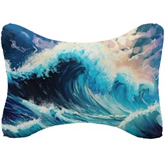 Tsunami Waves Ocean Sea Nautical Nature Water Arts Seat Head Rest Cushion by Jancukart