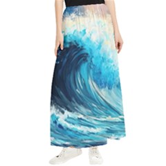 Tsunami Waves Ocean Sea Nautical Nature Water Arts Maxi Chiffon Skirt by Jancukart