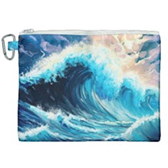 Tsunami Waves Ocean Sea Nautical Nature Water Arts Canvas Cosmetic Bag (xxl)