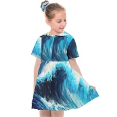 Tsunami Waves Ocean Sea Nautical Nature Water Arts Kids  Sailor Dress