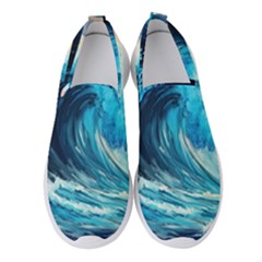 Tsunami Waves Ocean Sea Nautical Nature Water Arts Women s Slip On Sneakers by Jancukart