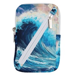 Tsunami Waves Ocean Sea Nautical Nature Water Arts Belt Pouch Bag (large)