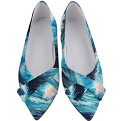 Tsunami Waves Ocean Sea Nautical Nature Water Arts Women s Bow Heels by Jancukart