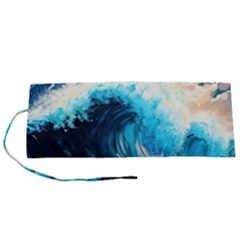 Tsunami Waves Ocean Sea Nautical Nature Water Arts Roll Up Canvas Pencil Holder (s) by Jancukart