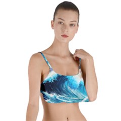 Tsunami Waves Ocean Sea Nautical Nature Water Arts Layered Top Bikini Top  by Jancukart