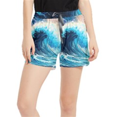 Tsunami Waves Ocean Sea Nautical Nature Water Arts Women s Runner Shorts