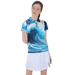 Tsunami Waves Ocean Sea Nautical Nature Water Arts Women s Polo Tee