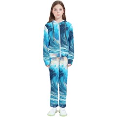 Tsunami Waves Ocean Sea Nautical Nature Water Arts Kids  Tracksuit by Jancukart