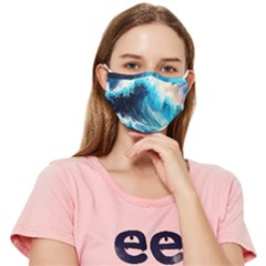 Tsunami Waves Ocean Sea Nautical Nature Water Arts Fitted Cloth Face Mask (adult) by Jancukart