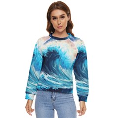 Tsunami Waves Ocean Sea Nautical Nature Water Arts Women s Long Sleeve Raglan Tee