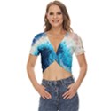 Tsunami Waves Ocean Sea Nautical Nature Water Arts Twist Front Crop Top View1