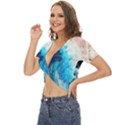 Tsunami Waves Ocean Sea Nautical Nature Water Arts Twist Front Crop Top View2