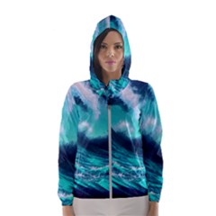 Tsunami Tidal Wave Ocean Waves Sea Nature Water Women s Hooded Windbreaker by Jancukart