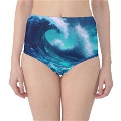 Tsunami Tidal Wave Ocean Waves Sea Nature Water Classic High-waist Bikini Bottoms