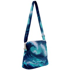 Tsunami Tidal Wave Ocean Waves Sea Nature Water Zipper Messenger Bag