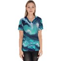 Tsunami Tidal Wave Ocean Waves Sea Nature Water Women s V-Neck Scrub Top View1