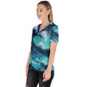 Tsunami Tidal Wave Ocean Waves Sea Nature Water Women s V-Neck Scrub Top View2