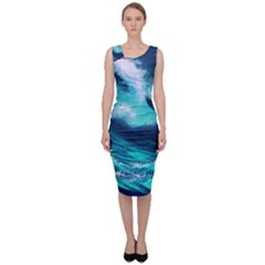 Tsunami Tidal Wave Ocean Waves Sea Nature Water Sleeveless Pencil Dress by Jancukart