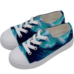 Tsunami Tidal Wave Ocean Waves Sea Nature Water Kids  Low Top Canvas Sneakers by Jancukart