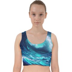 Tsunami Tidal Wave Ocean Waves Sea Nature Water Velvet Racer Back Crop Top