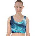 Tsunami Tidal Wave Ocean Waves Sea Nature Water Velvet Racer Back Crop Top View1