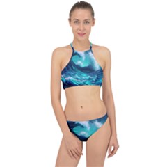 Tsunami Tidal Wave Ocean Waves Sea Nature Water Racer Front Bikini Set