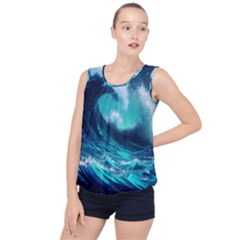 Tsunami Tidal Wave Ocean Waves Sea Nature Water Bubble Hem Chiffon Tank Top