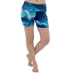 Tsunami Tidal Wave Ocean Waves Sea Nature Water Lightweight Velour Yoga Shorts