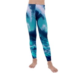 Tsunami Tidal Wave Ocean Waves Sea Nature Water Kids  Lightweight Velour Leggings