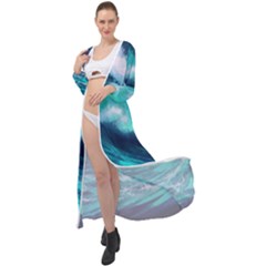 Tsunami Tidal Wave Ocean Waves Sea Nature Water Maxi Chiffon Beach Wrap