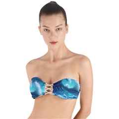 Tsunami Tidal Wave Ocean Waves Sea Nature Water Twist Bandeau Bikini Top