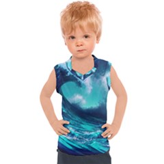 Tsunami Tidal Wave Ocean Waves Sea Nature Water Kids  Sport Tank Top