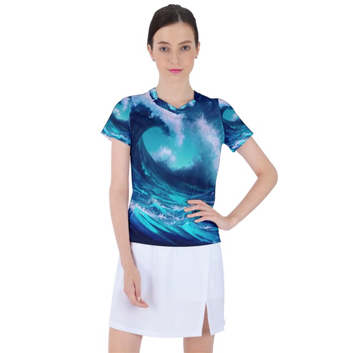 Tsunami Tidal Wave Ocean Waves Sea Nature Water Women s Sports Top