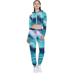 Tsunami Tidal Wave Ocean Waves Sea Nature Water Cropped Zip Up Lounge Set by Jancukart